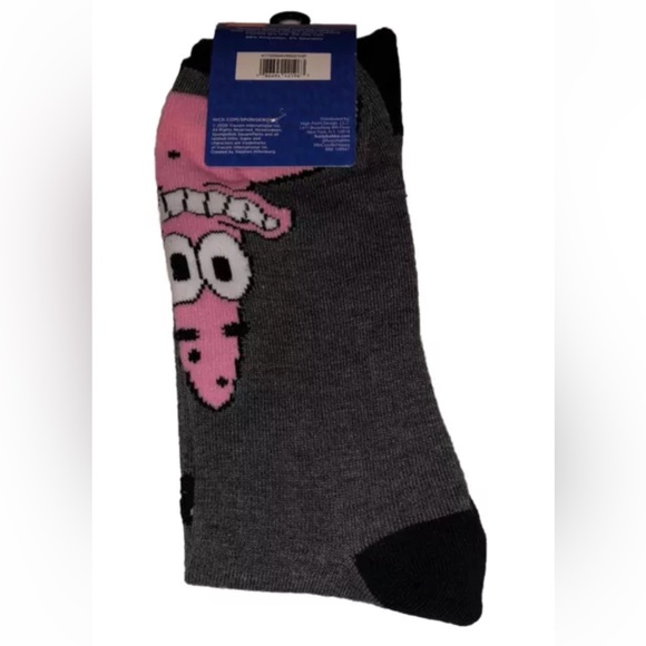 SpongeBob & Patrick Crew Socks 1 Pair Men 6.5-12 Gray Yellow Pink w Bob Pat NEW! - Picture 6 of 11